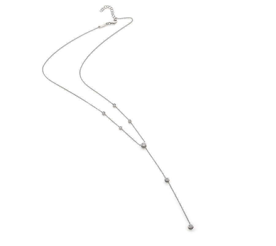 V Necklace in 18K white gold with diamonds